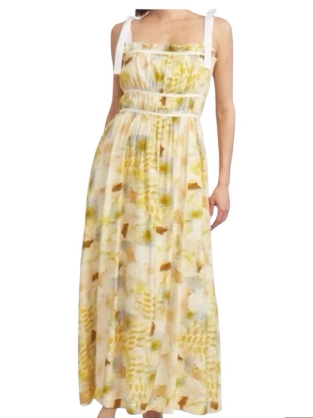 EN SAISON Torrey Midi Sundress in Yellow Combo, Size M.